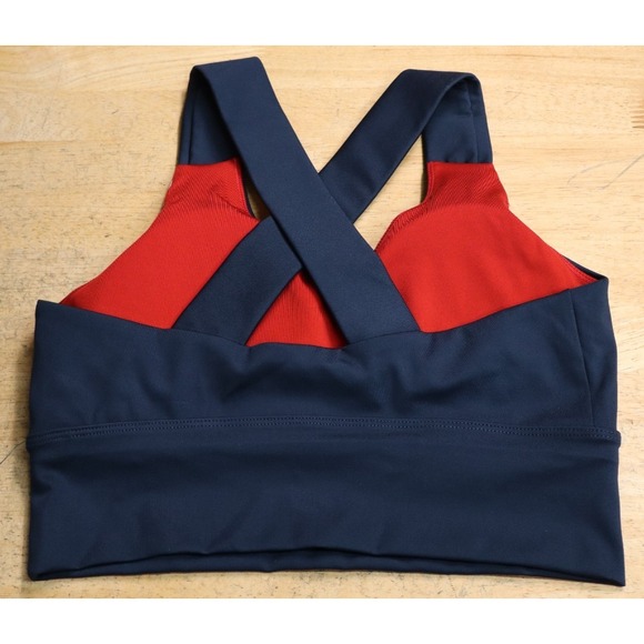 TOMMY HILFIGER SPORT Women's Performance Sports Bra XS Navy Blue Rich Red NWT - Picture 2 of 5